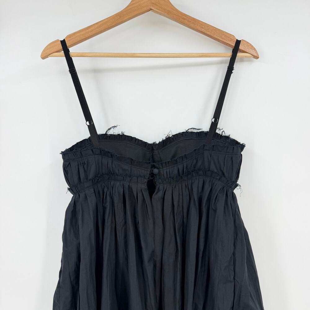 KHAITE | Jordyn Plissé Cotton Twill Maxi Dress Raw Frayed Edges Black 2 - Picture 11 of 16